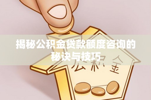 建湖揭秘公积金贷款额度咨询的秘诀与技巧